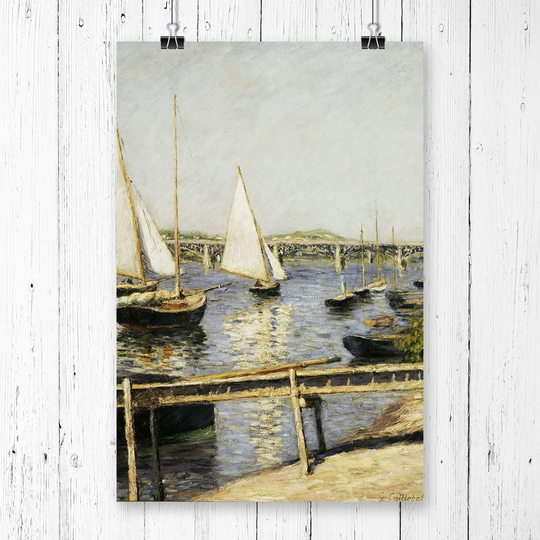 'Sailing Boats at Argenteuil' by Gustave Caillebotte Painting Print