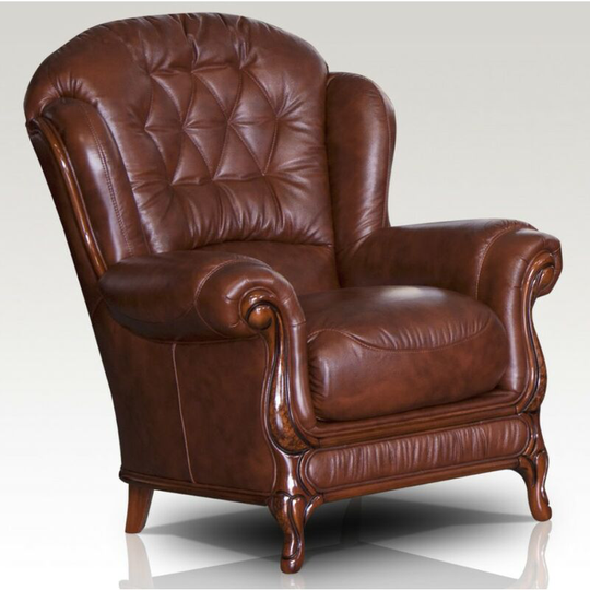 Arizona Genuine Italian Sofa Armchair Tabak Brown Leather