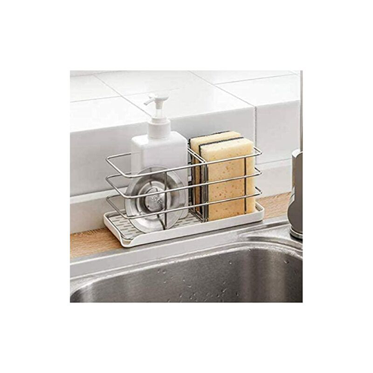 Multifunctional 304 Stainless Steel Kitchen Sink Sponge Holder Sink Organizer Dish Drainer Tray Soap Dish Adjustable Hanging Board