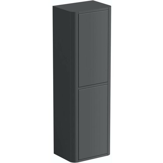 Carter slate gloss grey tall wall hung cabinet 1200 x 375mm - Grey - Mode