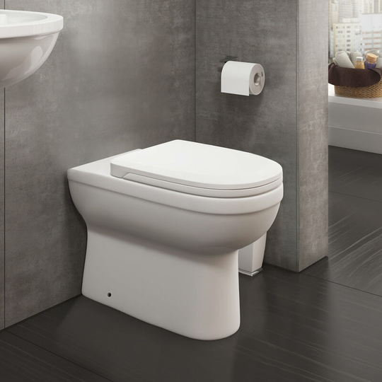 Neshome - Melbourne Back To Wall Vitreous Ceramic Modern White Toilet Pan, Soft Close Seat