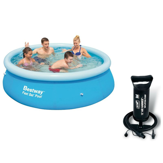Bestway 8ft Fast Set Paddling Pool With Bestway 12 Air Hammer - Inflation Pump