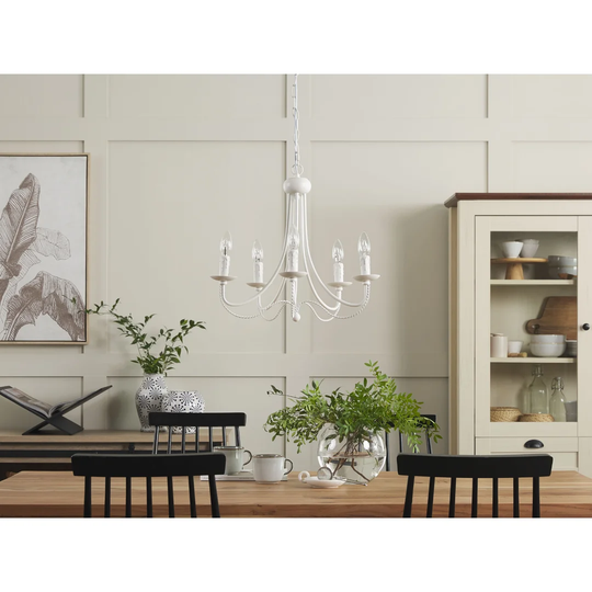 5 Light Metal Chandelier White DABUS