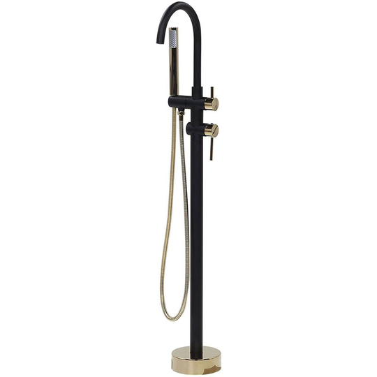 Beliani - Modern Freestanding Tub Bath Faucet Mixer Tap Brass Black with Gold Tugela - Black