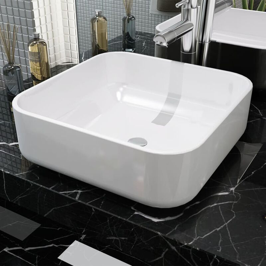 Basin Square Ceramic White 38x38x13.5 cm - White