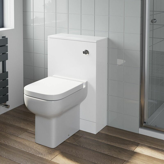 Bathroom Gloss White Flat Pack Concealed Cistern Unit Amelie Toilet 500 x 300 - White
