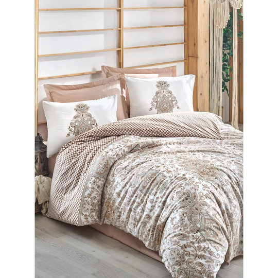 Tolar Beige/White/Grey 100% Cotton Duvet Cover Set