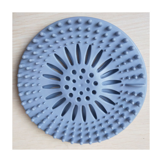 Shower Drain Covers, Hair Catcher Filter Silicone Shower Tube Drain Hair Catcher Stopper with Suction Cup for Kitchen Bathroom (Gray Blue)
