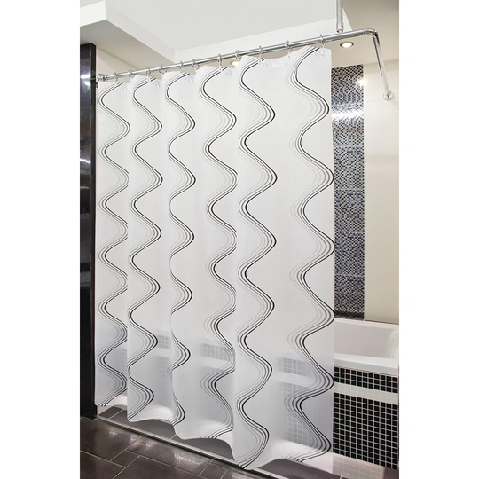 85cm L-Shaped Fixed Shower Curtain Rail & Ring Set