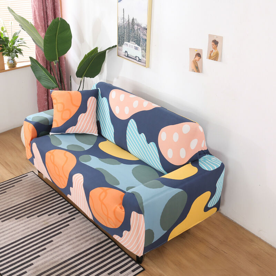Stretch Sofa Cover Printed Couch Covers Armchair Covers for Cushion Couches Couches Elastic Universal Furniture Protector with 1 Pillowcase, Anti-Cat