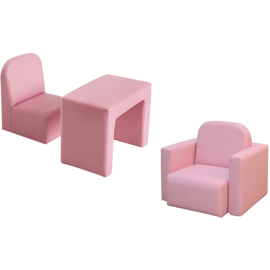 Kids Mini Sofa 2 In 1 Table Chair Set Armchair Seat Children Girl Boys - Pink - Homcom