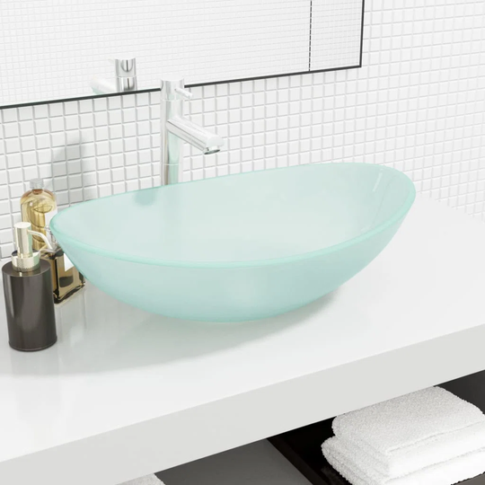 Adamis Tempered Glass Rectangular Countertop Basin Bathroom Sink