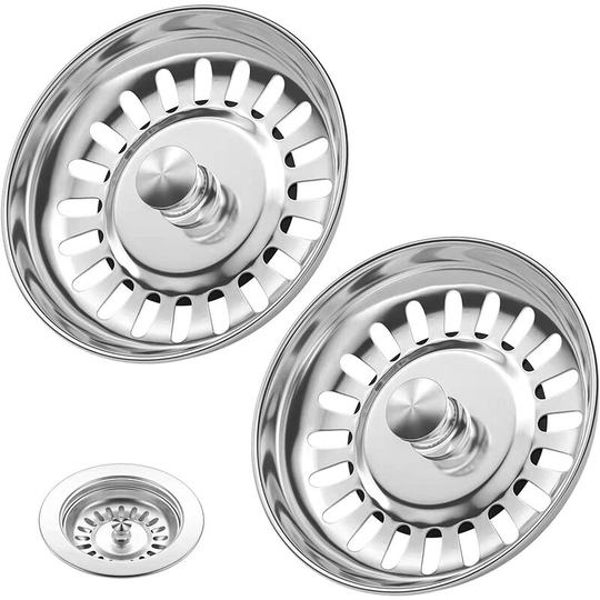 Perlerare - Kitchen Sink Strainer, Sink Stopper, 2 Clog-Proof Stainless Steel Drain Protector Plugs (Diameter: 78mm-80mm) silver