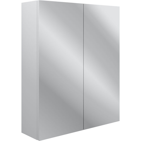 Malmo 2-Door Mirrored Bathroom Cabinet 600mm Wide - Satin White Ash - Signature