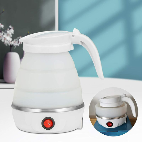 Electric Travel Kettle Small Collapsible Portable Kettle, Collapsible Food Grade Silicone Water Heater for Camping, Easy to Store with Detachable