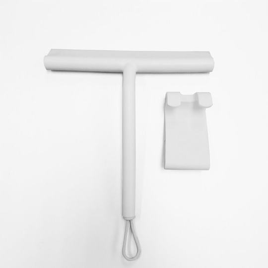 Shower Squeegee Glass Squeegee Shower Squeegee with Silicone Holder Bathroom Mirror Squeegee Glass Cleaning Squeegee (White Wiper + Hook)