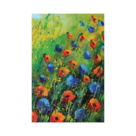 Red and Blue Poppies - 34 by Pol Ledent - Floater Frame Graphic Art on Canvas