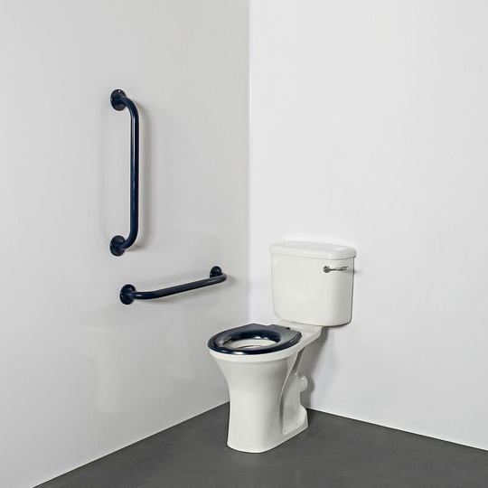 Nymas - NymaPRO Close Coupled Ambulant Doc m Toilet Pack with Concealed Fixings - Dark Blue Grab Rails