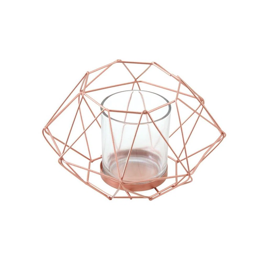 2 Piece Copper Tabletop Tealight Holder Set