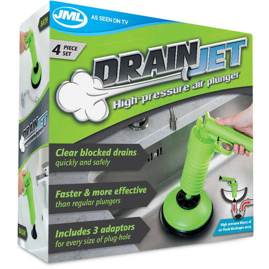 Drain Jet - Manual high pressure solution designed to clean and unclog your pipes quickly and safely