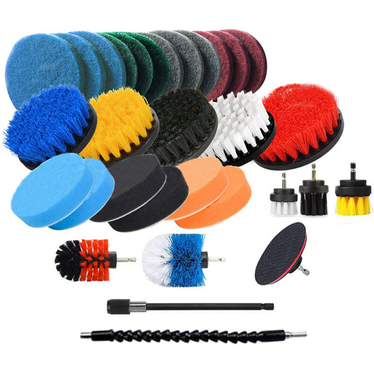 Asupermall - 31PCS Electric Drill Brush Set Includ Clean Cloth ,Scrub Pads Sponge, Power Scrubber Brush with Rotate Extend Long Attachment ,All