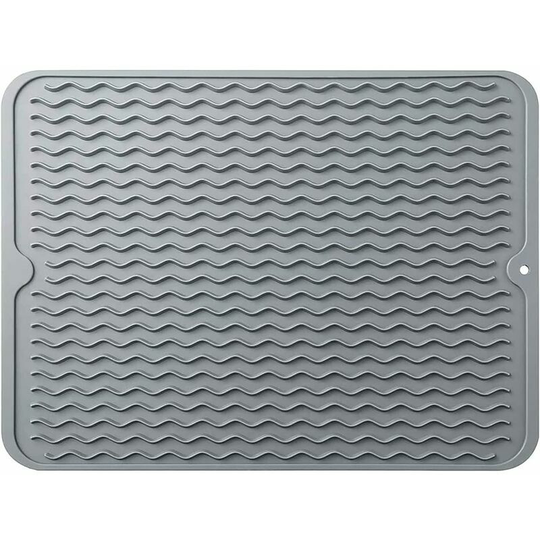 Silicone Dish Drying Mat, Sink Organizer, Kitchen Sink Holder, Heat Resistant Non-Slip, Silicone Drainer Mat, Gray