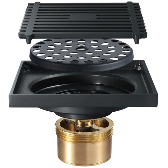 Floor Drain Black Square Floor Drain Brass 4 Inch Shower Drain Anti Odor Shower Drain for Toilet Bathroom Kitchen