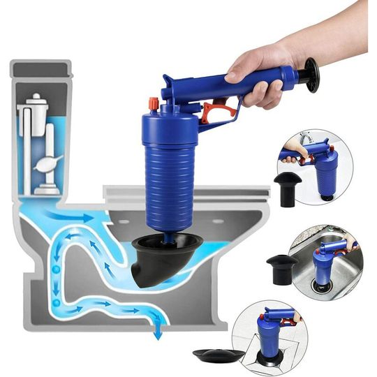 Toilet unblocker with pressure pump, high pressure piston for bathtub / toilet / sink / floor - Litzee