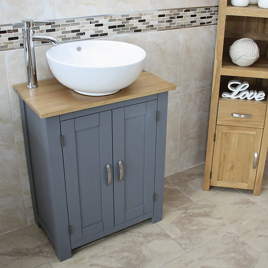 Dockside Solid Oak 650mm Free-Standing Vanity Unit