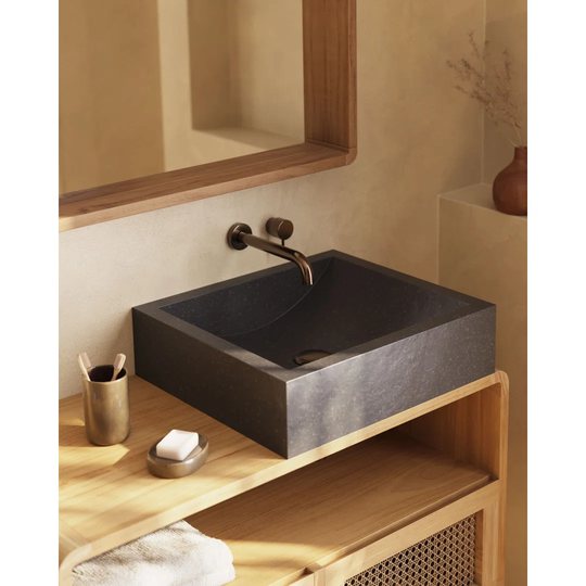Elvenia Terrazzo Rectangular Bathroom Sink with Faucet