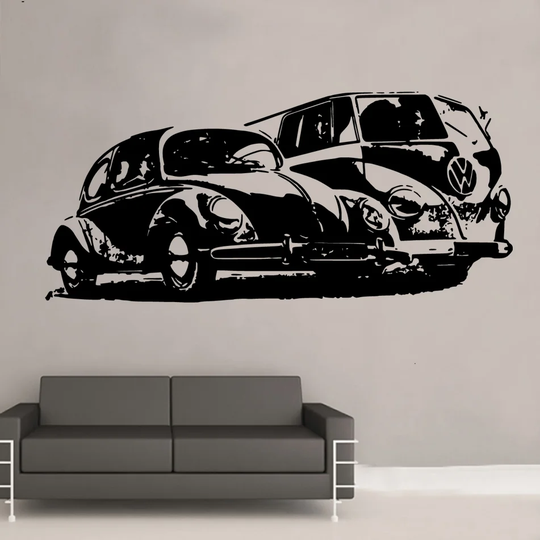 Splitscreen Camper Volkswagen Beetle Wall Sticker