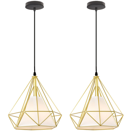 2PCS Retro Pendant Light Metal Bar Cafe Lighting Industrial Hanging Light Ø25cm - Gold