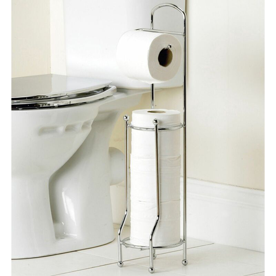 Vale Designs Bathroom Toilet Roll Holder Store Chrome Freestanding Modern - Silver