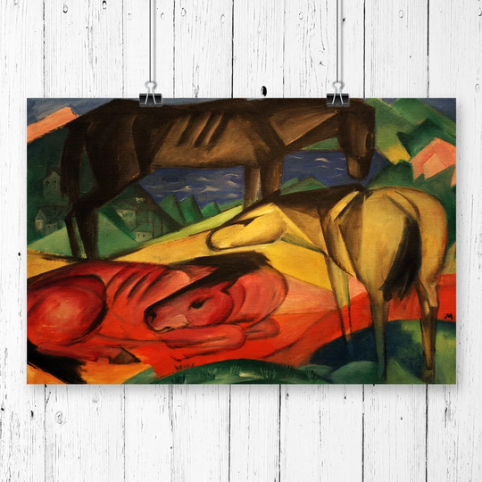 'Three Horses' by Franz Marc Printing Print