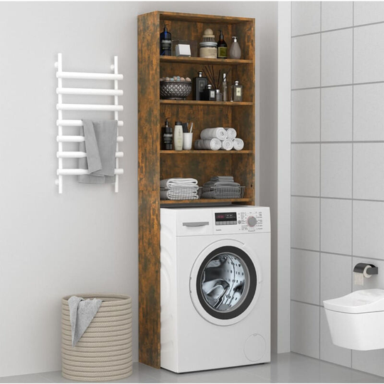 Asupermall - Washing Machine Cabinet Smoked Oak 64x24x190 cm