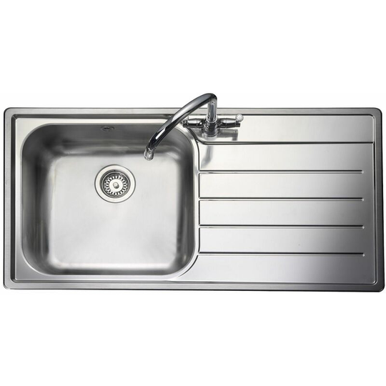 Oakland Kitchen Sink 1.0 Bowl rh Drainer Inset Stainless Steel Waste - Silver - Rangemaster