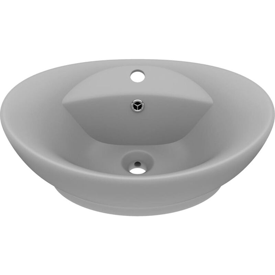 Luxury Basin Overflow Oval Matt Light Grey 58.5x39 cm Ceramic Vidaxl Grey