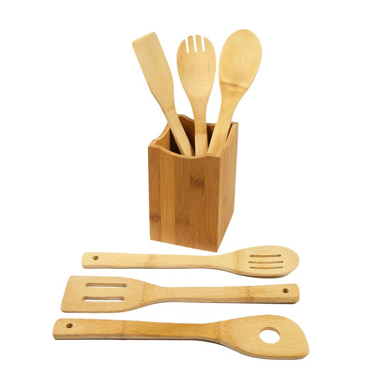 7 Piece Bamboo Kitchen Cookware Utensil Set