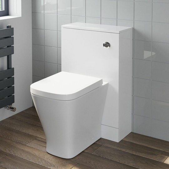 500mm Bathroom Toilet Soft Close Seat Back To Wall Cistern Furniture Unit White - White