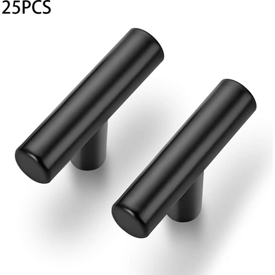 25 Pack Matte Black Zinc Alloy Kitchen Cupboard Handles 2" Long Kitchen Cupboard Pulls, Modern Minimalist Cabinet Door Handle, Drawer Cabinet