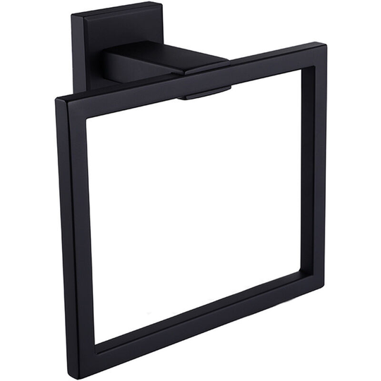 Simple Hand Towel Ring , Stainless Steel Bathroom Towel Holder, Square Towel Ring, Shower Kitchen Towel Hanger Wall Mount-Black