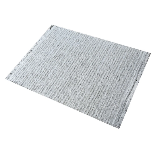 Thom Striped Textured Hand Woven Cotton Ivory Rug