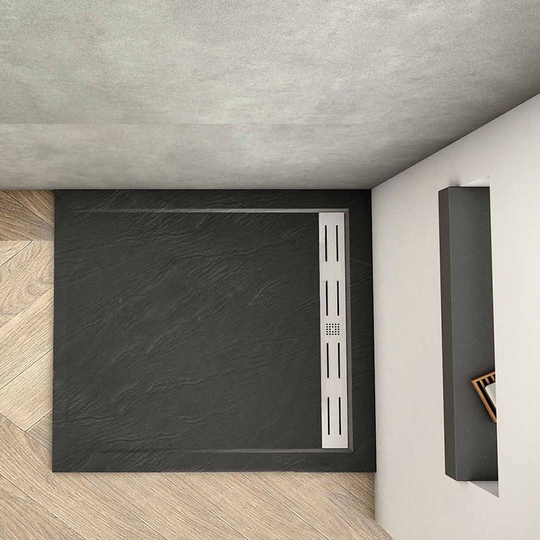 760x760mm Luxury Square Waste&Drain Trap Shower Stone Tray Slate Effect+Free