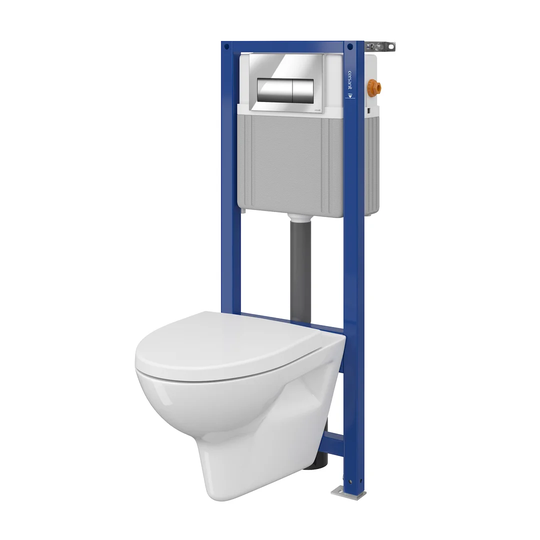 Aqua 22 Wall Hung Toilet and Mounting Frame with Dual Flush and Soft Close Seat
