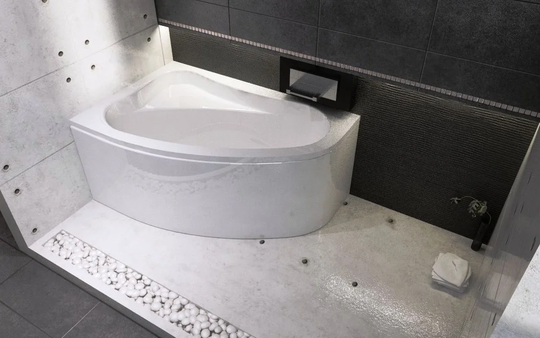 Large Acrylic Bathtub RIHO Right Corner LYRA 170X110 Cm
