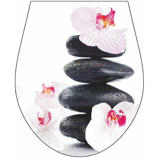 Flowers and Stones' wc Seat Sticker Toilet Lid Cover Bathroom Art 32x38cm