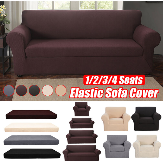 Armchair cover Solid color elastic stretch sofa cover (coffee, 1 seat)