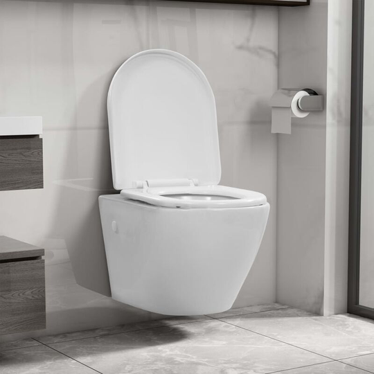 Wall Hung Rimless Toilet Ceramic White - White