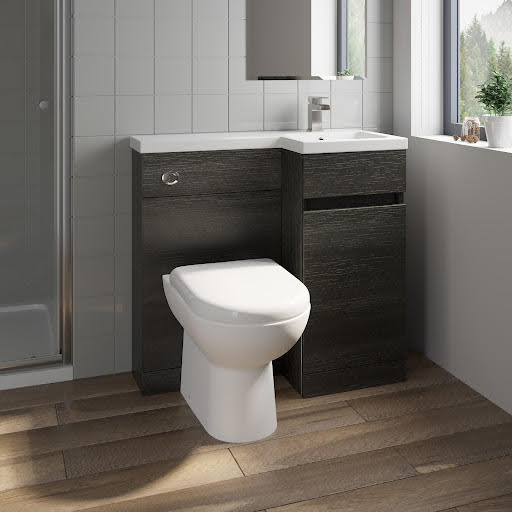 Artis Flat Pack Basin Vanity Unit & Toilet Combination - 900mm Charcoal Grey Right Hand