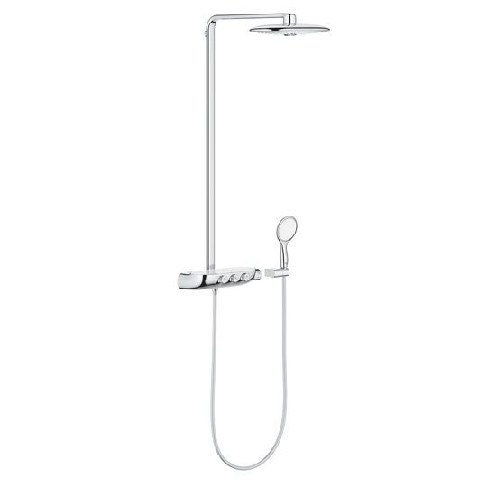 GROHE Rainshower SmartControl 360 DUO Exposed shower system with thermostat. Chrome, eco-friendly and made in Germany, 360mm head shower with GROHE Tr